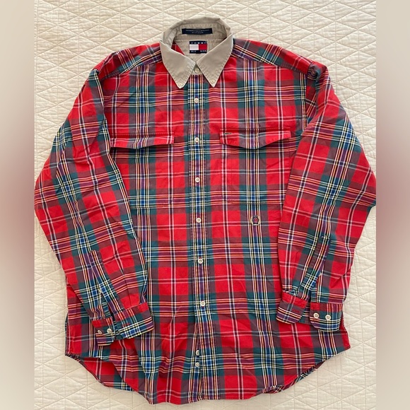 Tommy Hilfiger Other - TOMMY HILFIGER  Vintage 90’s Contrast Button Down Shirt in Check Plaid Size M